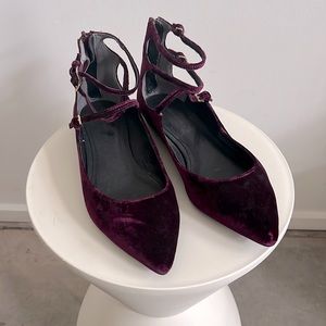 Banana Republic Velvet Flats, Wine Red, Sz 8.5